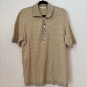 Far Afield Tan Short Sleeve Knit Polo Shirt | Textured Cotton Blend